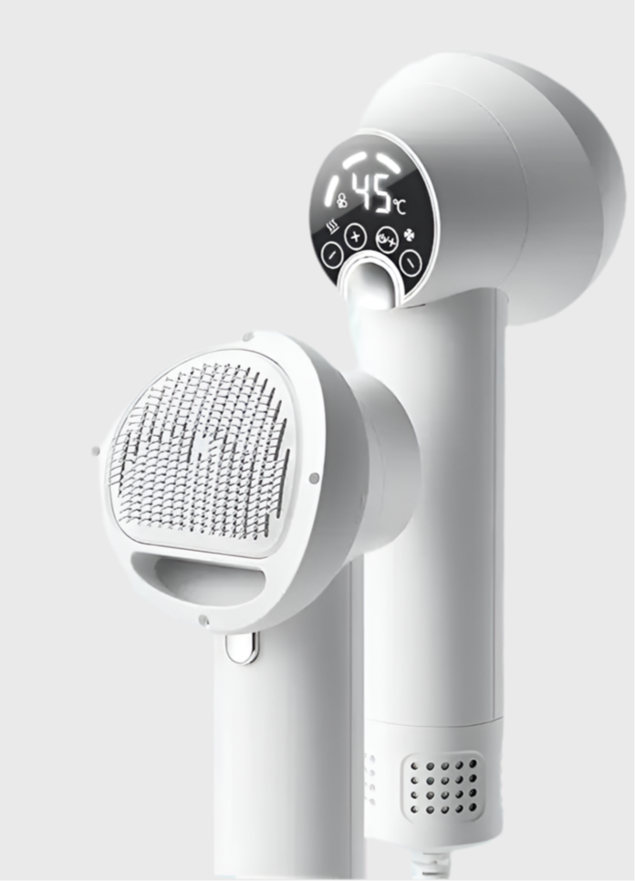 2-in-1 Low Noise Pet Hair Dryer with Comb Brush