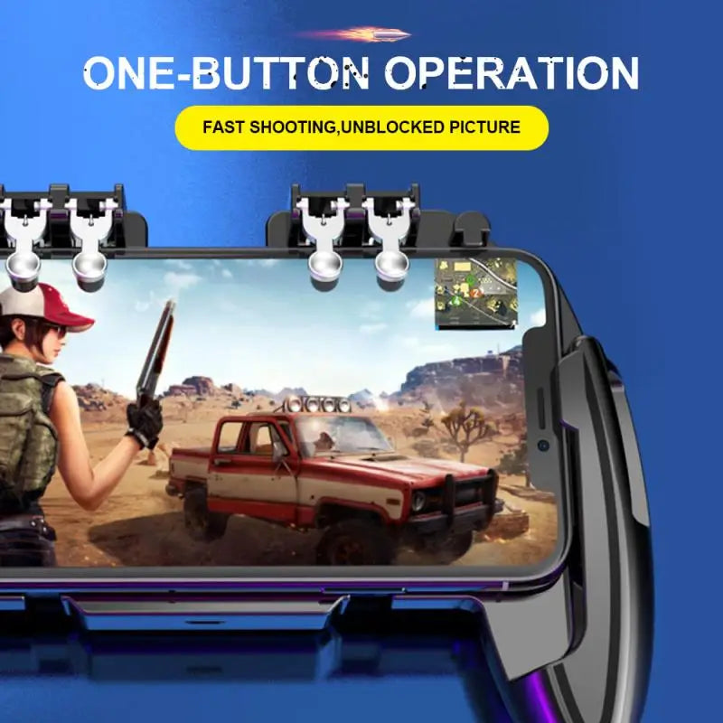 Six Finger For PUBG mobile Phone Game Controller Gamepad Trigger Shooting Gaming Button Cooling Fan Joystick For IOS/Android, PC