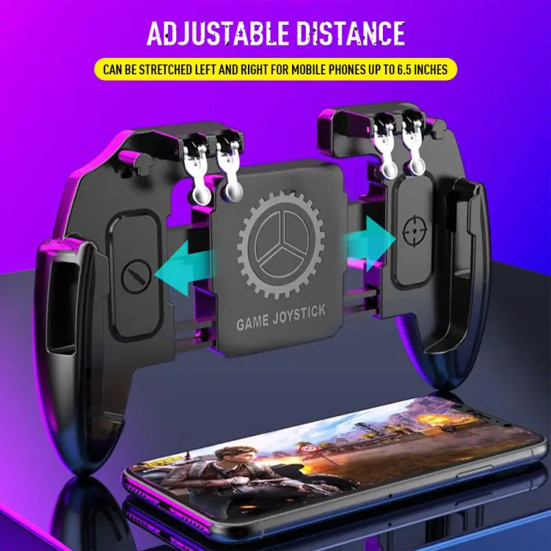 Six Finger For PUBG mobile Phone Game Controller Gamepad Trigger Shooting Gaming Button Cooling Fan Joystick For IOS/Android, PC