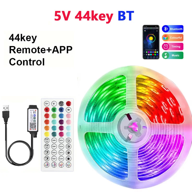 5V LED Strip Light RGB With USB 24Key Infrared Remote Control