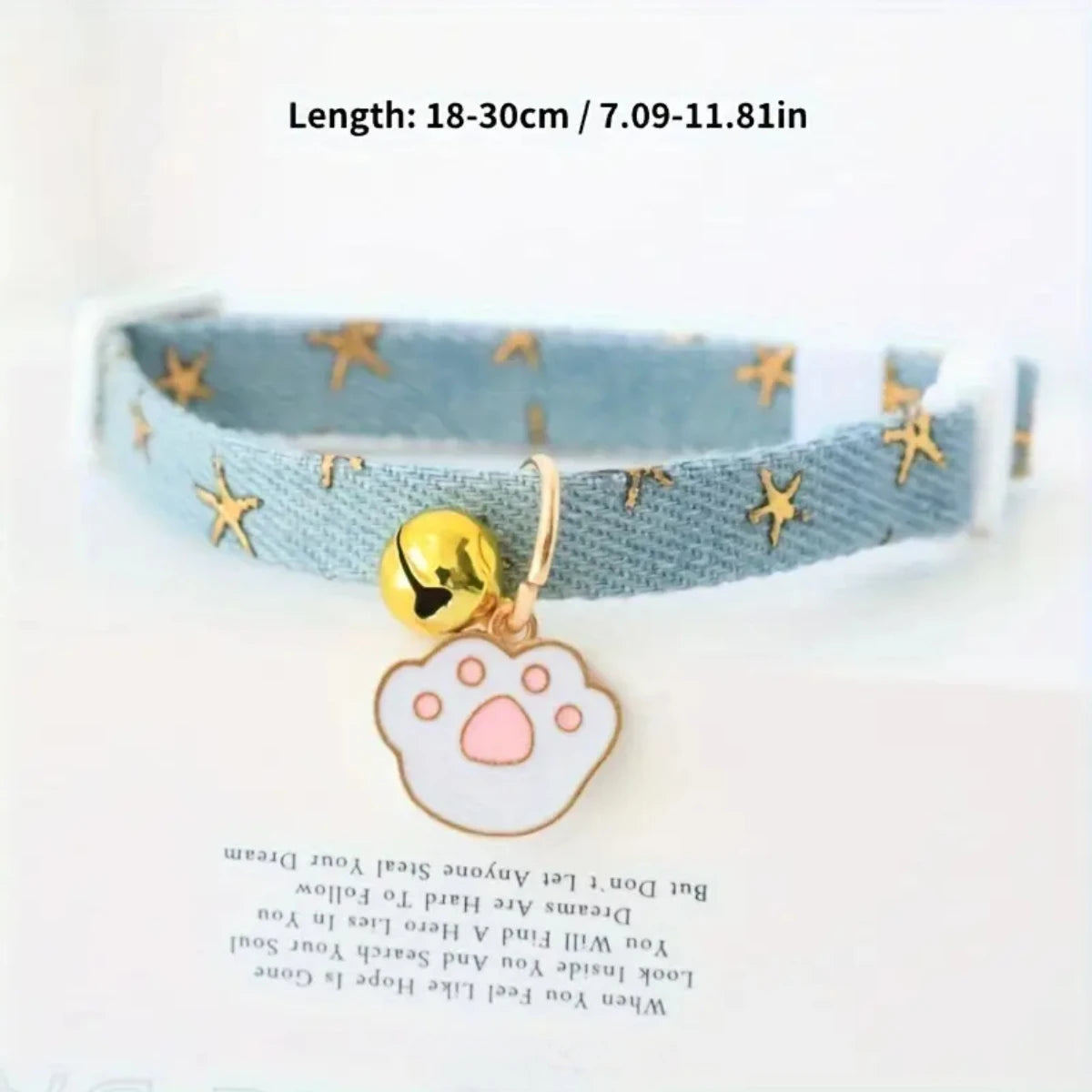 Denim Pet Collar with Bells and Safety Buckles