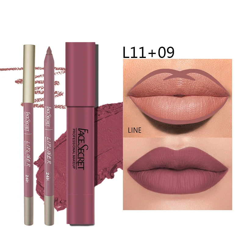 FACESECRET Matte Lipliner & Lipstick Set
