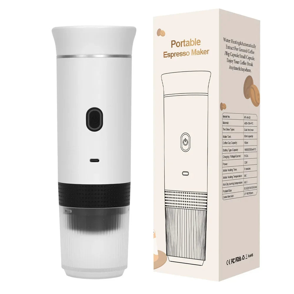Portable Wireless Electric Espresso Coffee Maker | 3-in-1 Capsule Powder Coffee Maker