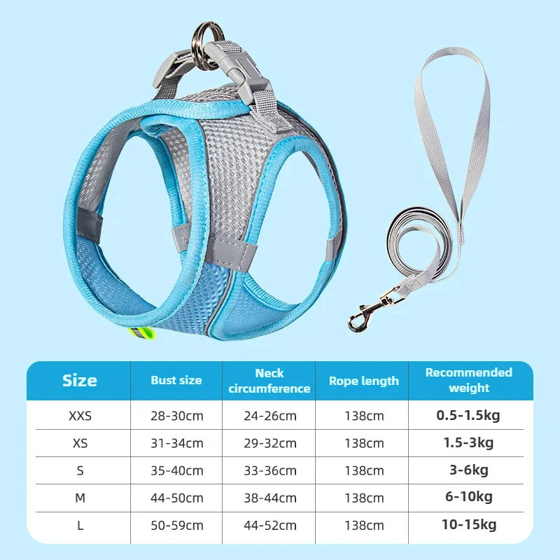 Adjustable Cat Collar and Leash Set - Comfortable Vest