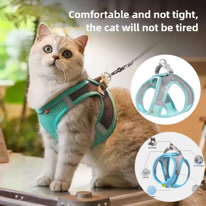 Adjustable Cat Collar and Leash Set - Comfortable Vest