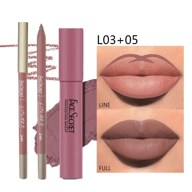 FACESECRET Matte Lipliner & Lipstick Set