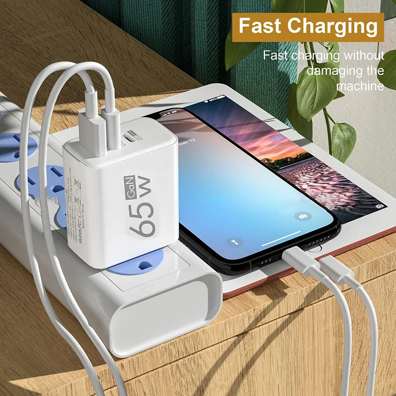 1pc 65W USB Type-C PD Fast Charging Phone Charger For Iphone/ Xiaomi/Table - Travel Power Adapter