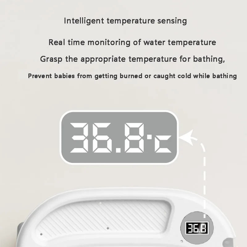 Baby Bathtub with Soft Cushion & Thermometer - Newborn to Toddler 0-36 Months (Portable)