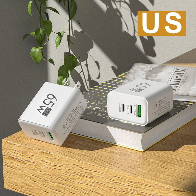 1pc 65W USB Type-C PD Fast Charging Phone Charger For Iphone/ Xiaomi/Table - Travel Power Adapter