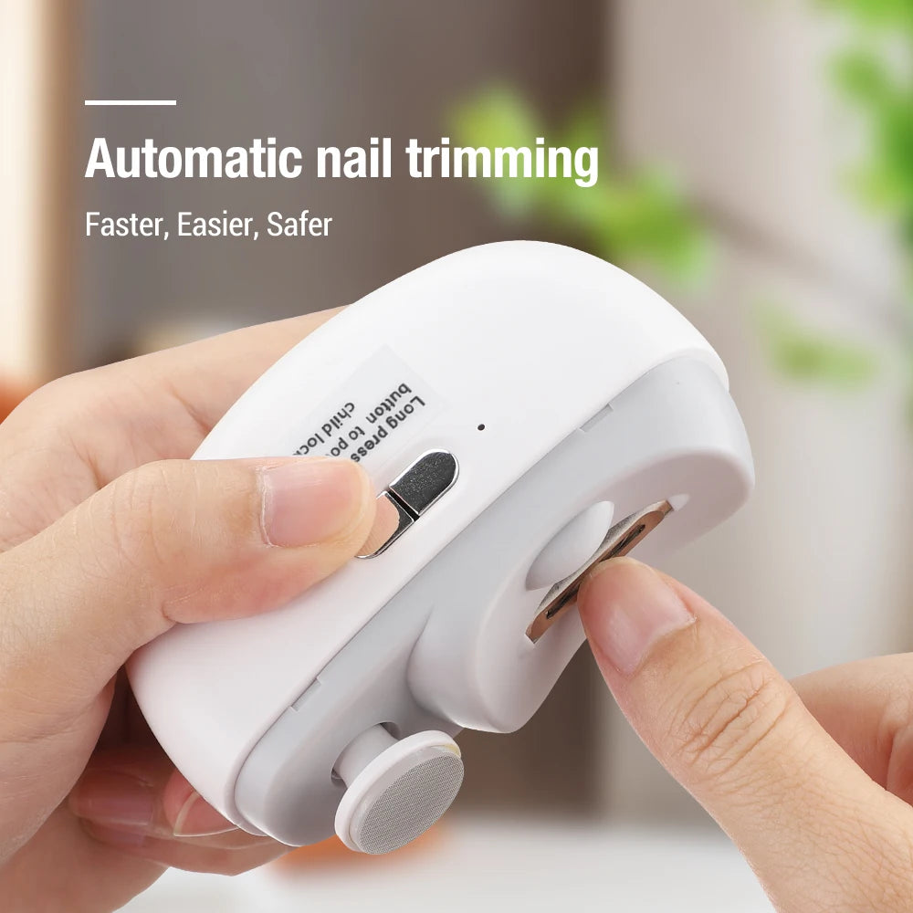 Electric Automatic Nail Clipper With Light Portable Polishing Nail Trimmer