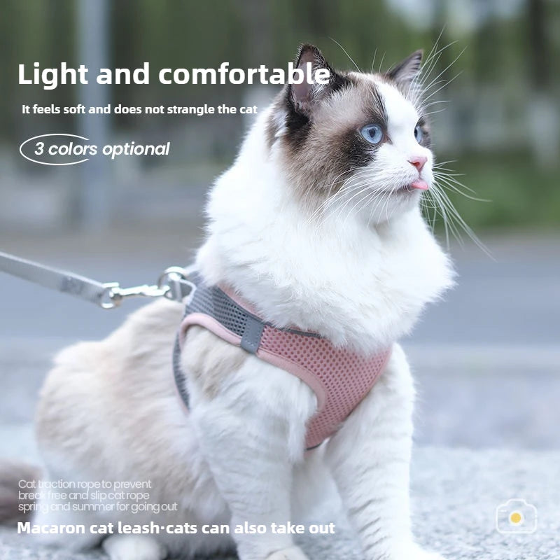 Adjustable Cat Collar and Leash Set - Comfortable Vest