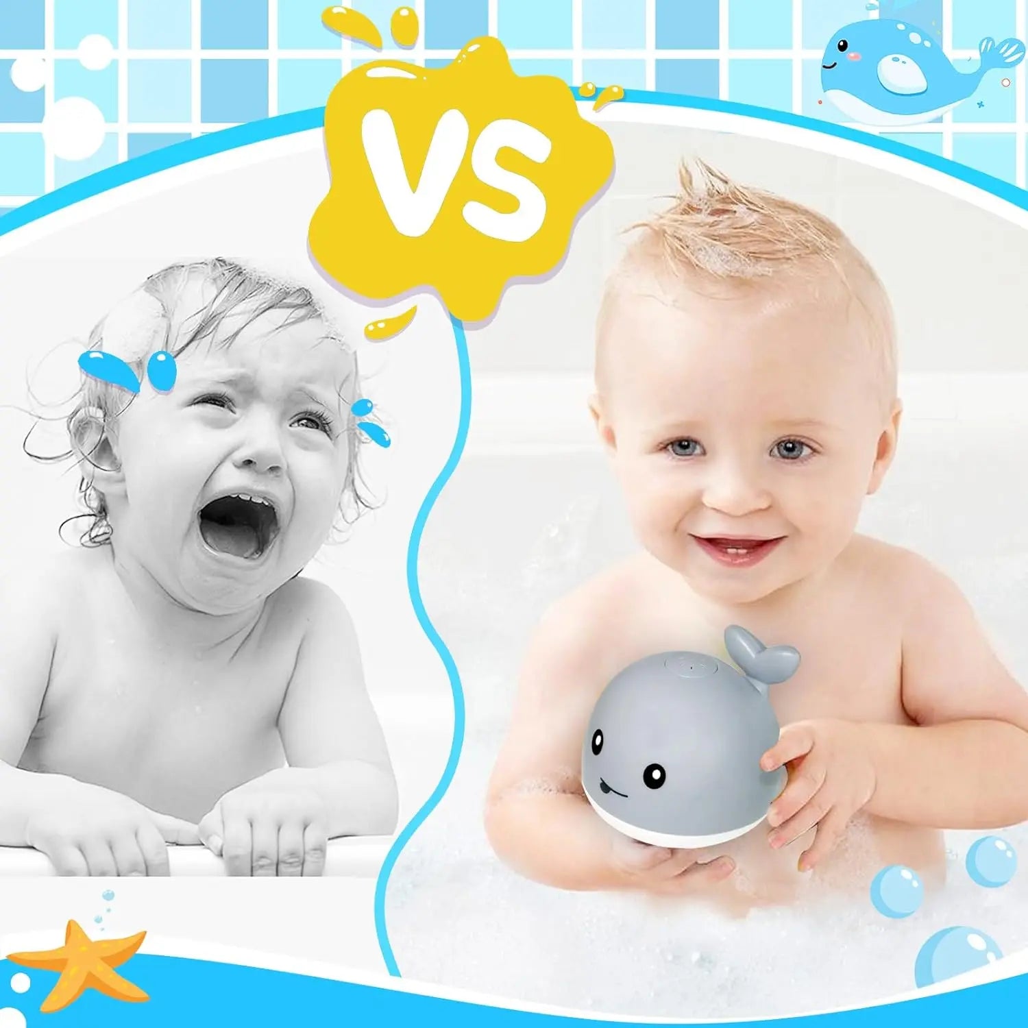 Baby Bath Toys - Light Up Whale Automatic Bathroom Toy Sprinkler