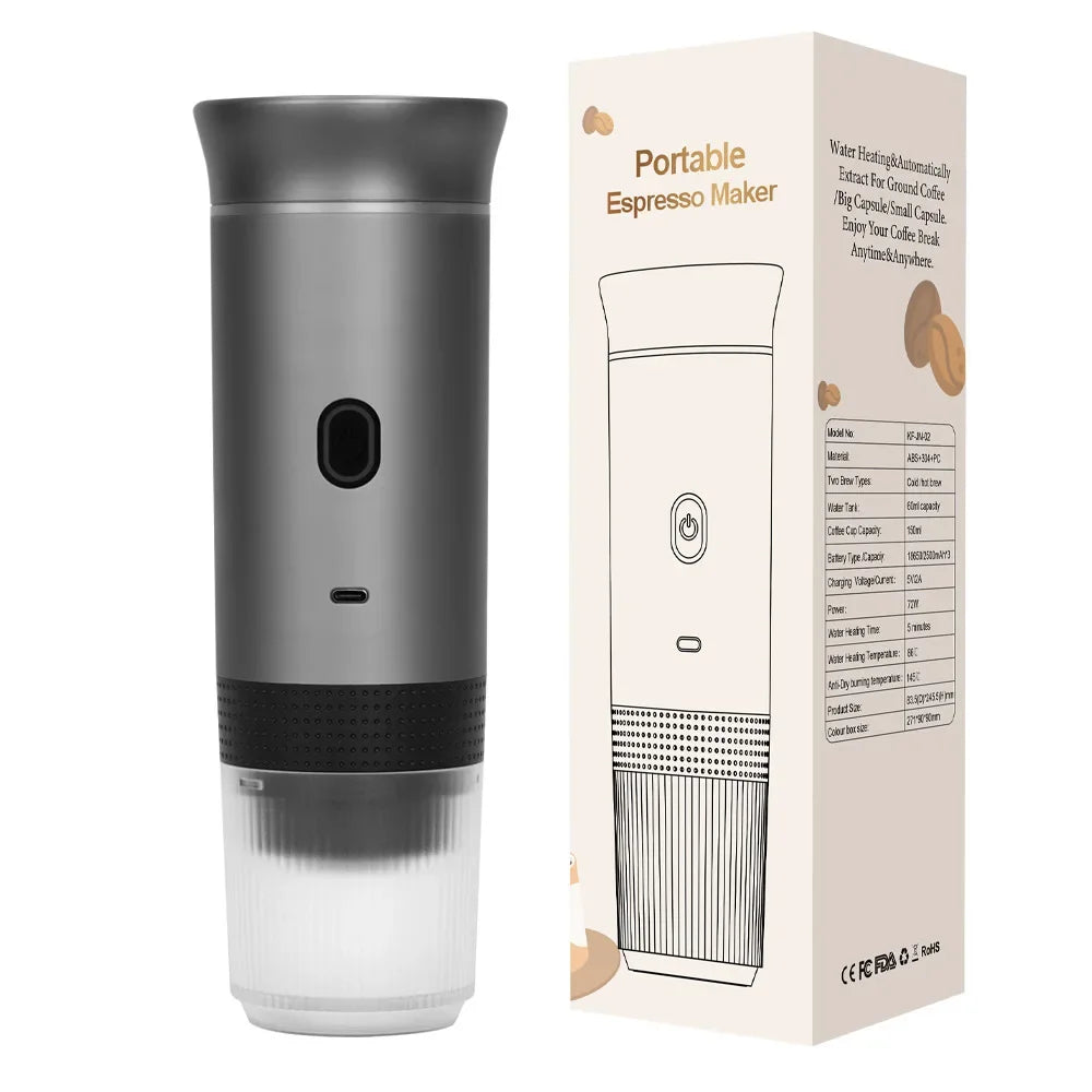 Portable Wireless Electric Espresso Coffee Maker | 3-in-1 Capsule Powder Coffee Maker