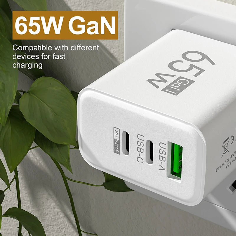 1pc 65W USB Type-C PD Fast Charging Phone Charger For Iphone/ Xiaomi/Table - Travel Power Adapter