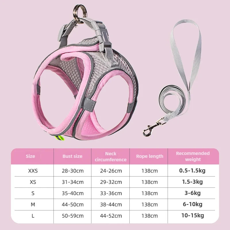 Adjustable Cat Collar and Leash Set - Comfortable Vest