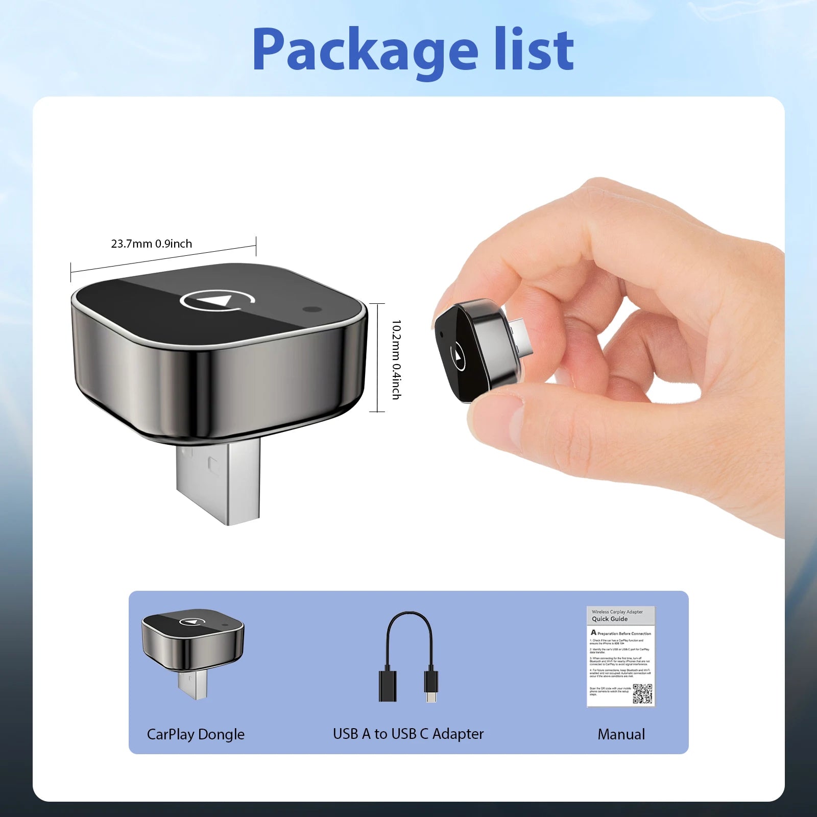 2 in 1 Wireless CarPlay Adapter & Auto Wireless Adapter, 5Ghz WiFi Type-C/USB Plug