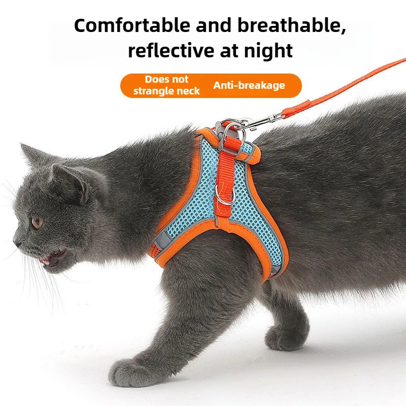 Adjustable Cat Collar and Leash Set - Comfortable Vest