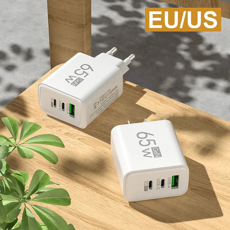 1pc 65W USB Type-C PD Fast Charging Phone Charger For Iphone/ Xiaomi/Table - Travel Power Adapter