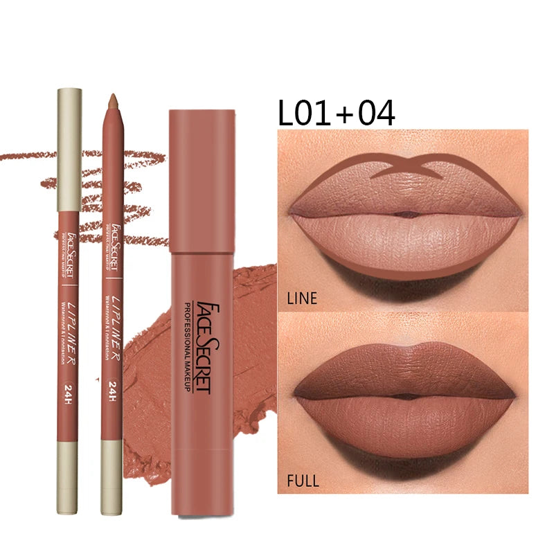 FACESECRET Matte Lipliner & Lipstick Set