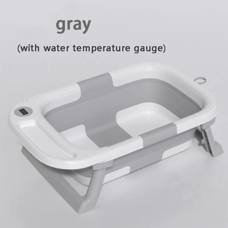 Baby Bathtub with Soft Cushion & Thermometer - Newborn to Toddler 0-36 Months (Portable)
