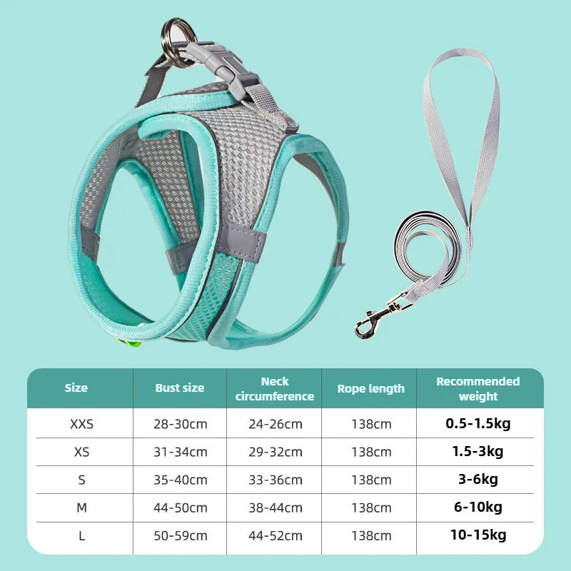 Adjustable Cat Collar and Leash Set - Comfortable Vest