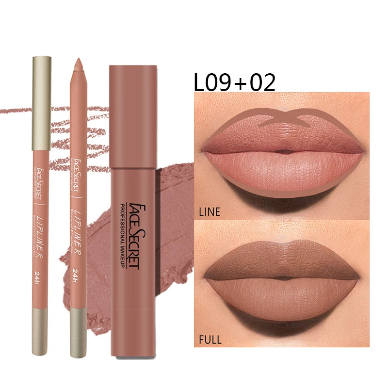 FACESECRET Matte Lipliner & Lipstick Set