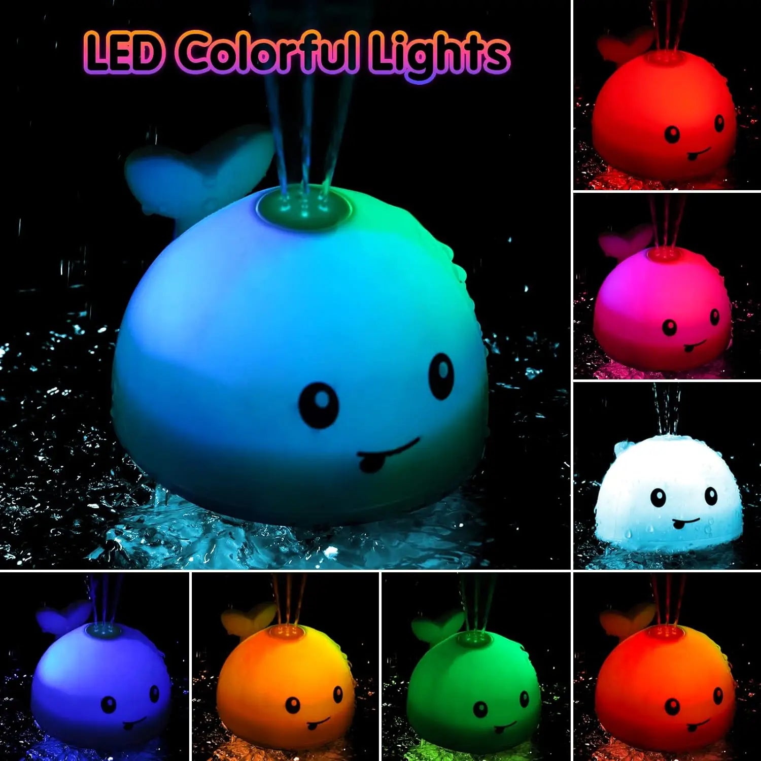 Baby Bath Toys - Light Up Whale Automatic Bathroom Toy Sprinkler