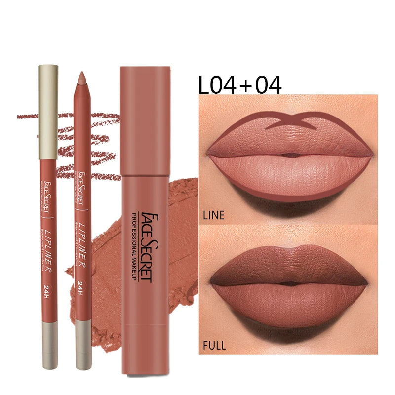 FACESECRET Matte Lipliner & Lipstick Set