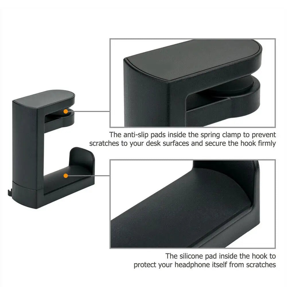 PC Gaming Headphone Stand Headset Hook Holder, Hanger Mount With Adjustable 360° Rotating Arm Clamp, Desk Mount Universal Bag