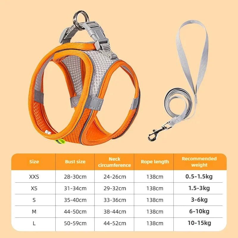 Adjustable Cat Collar and Leash Set - Comfortable Vest