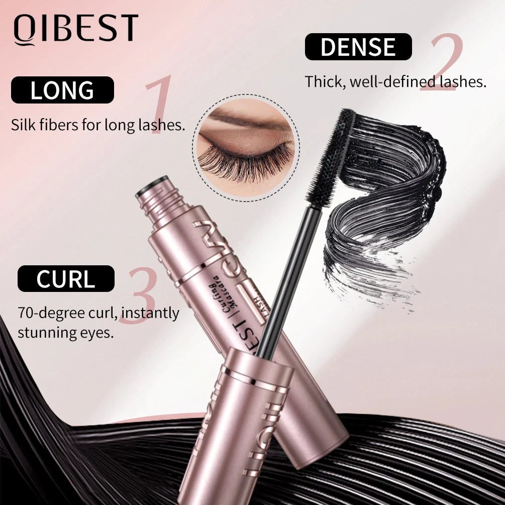 QIBEST Silk Fiber Black Waterproof Mascara