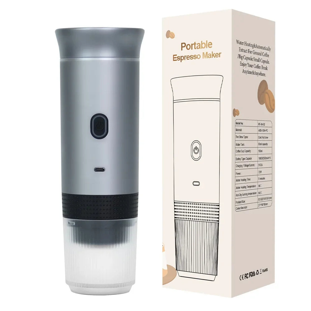 Portable Wireless Electric Espresso Coffee Maker | 3-in-1 Capsule Powder Coffee Maker