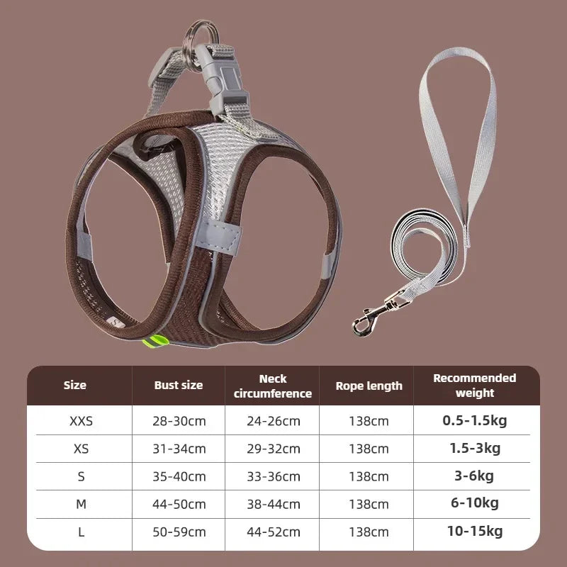 Adjustable Cat Collar and Leash Set - Comfortable Vest