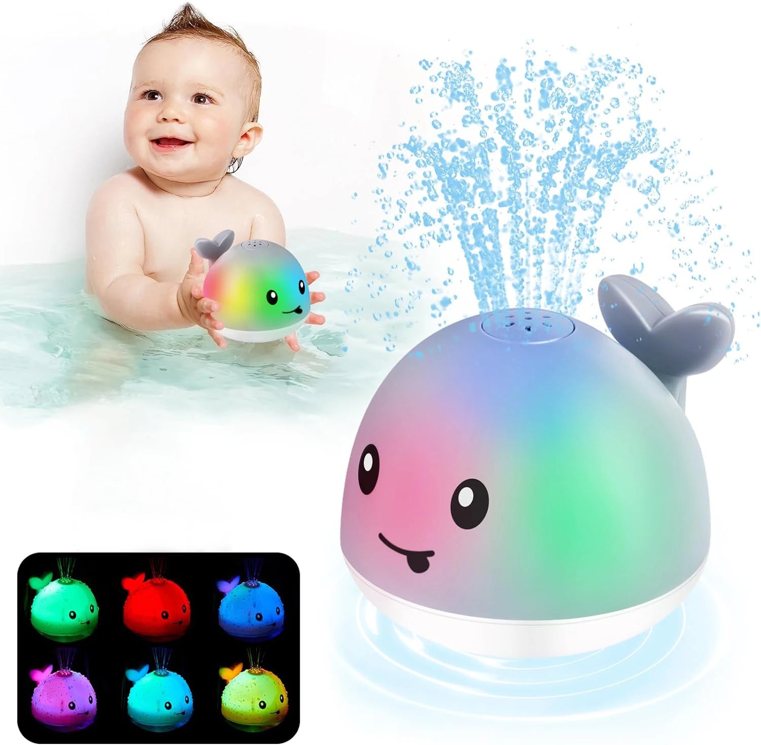 Baby Bath Toys - Light Up Whale Automatic Bathroom Toy Sprinkler