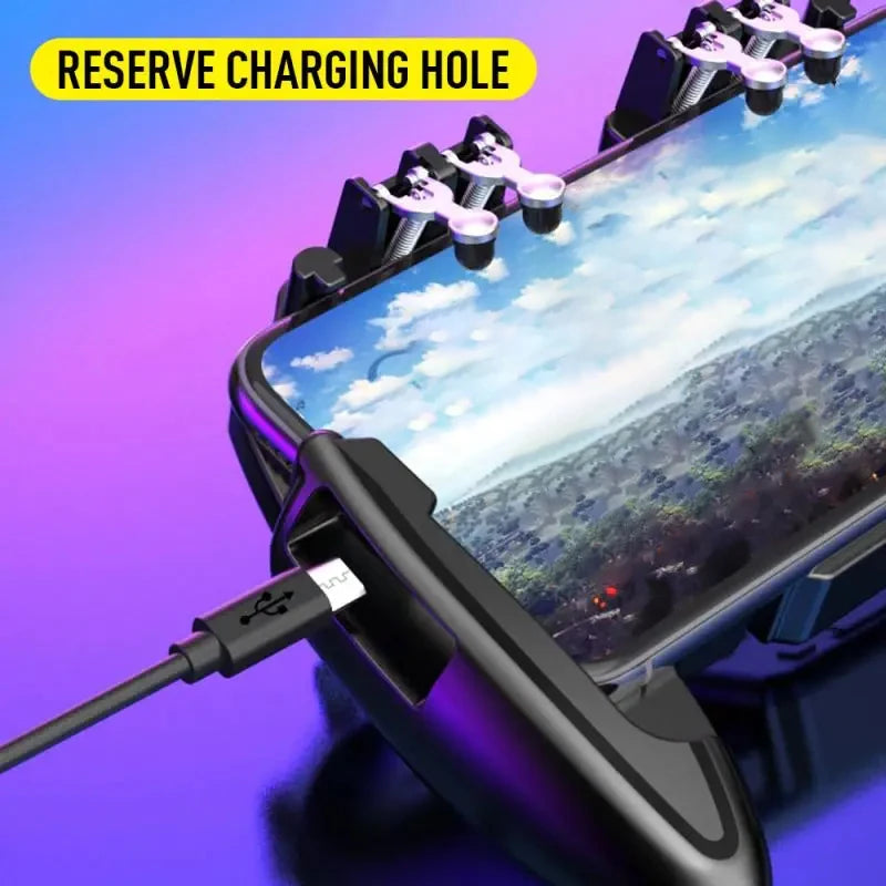 Six Finger For PUBG mobile Phone Game Controller Gamepad Trigger Shooting Gaming Button Cooling Fan Joystick For IOS/Android, PC