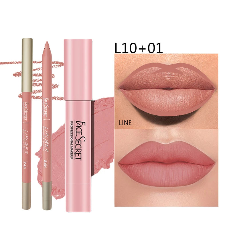 FACESECRET Matte Lipliner & Lipstick Set