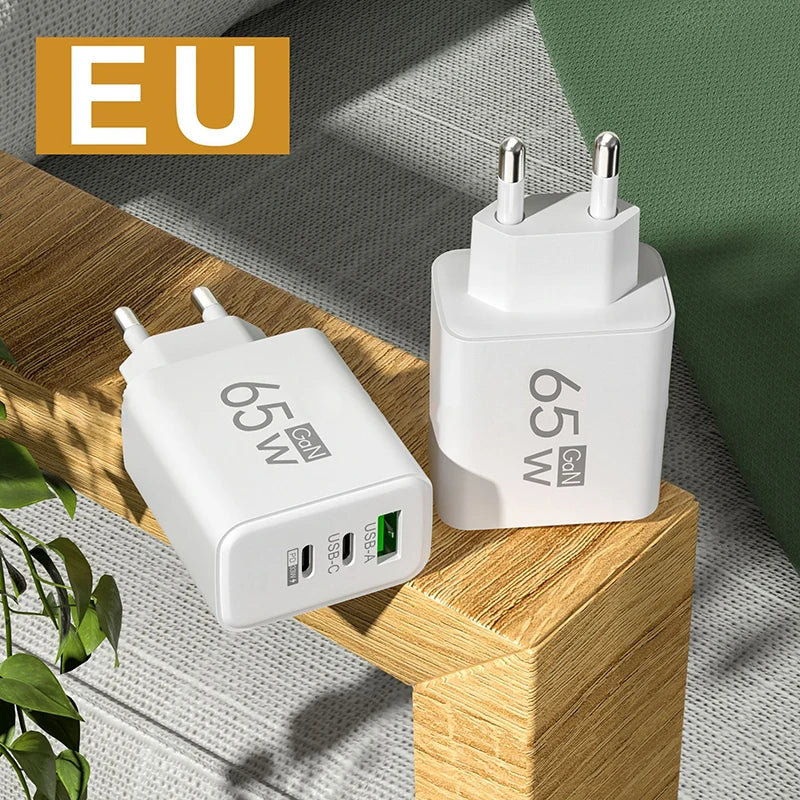 1pc 65W USB Type-C PD Fast Charging Phone Charger For Iphone/ Xiaomi/Table - Travel Power Adapter