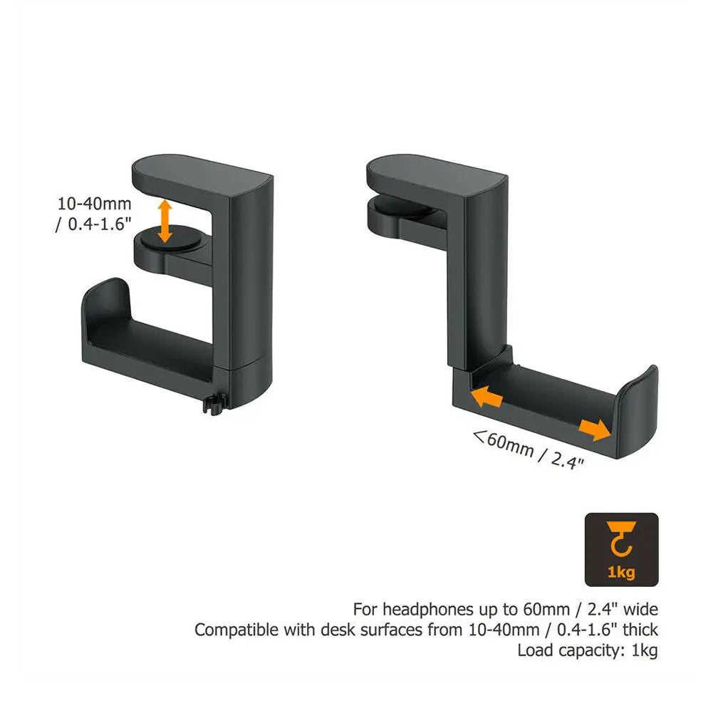 PC Gaming Headphone Stand Headset Hook Holder, Hanger Mount With Adjustable 360° Rotating Arm Clamp, Desk Mount Universal Bag