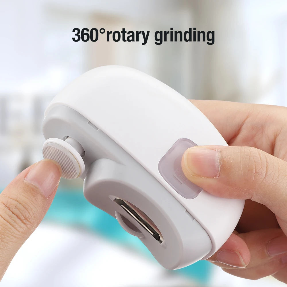 Electric Automatic Nail Clipper With Light Portable Polishing Nail Trimmer